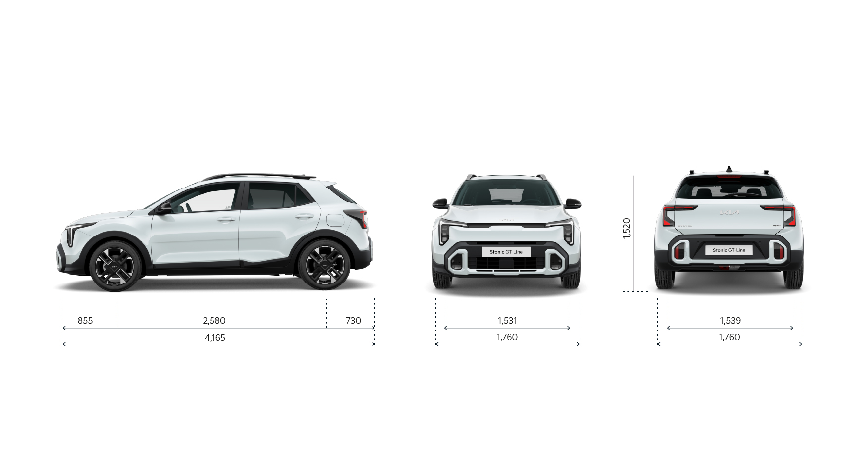 Kia Stonic - alle Abmessungen